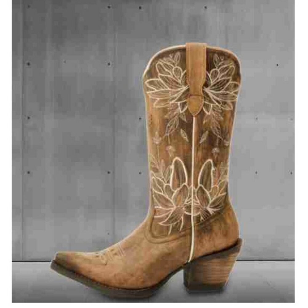 Shyanne Womens Classic Brown Floral Western Boots